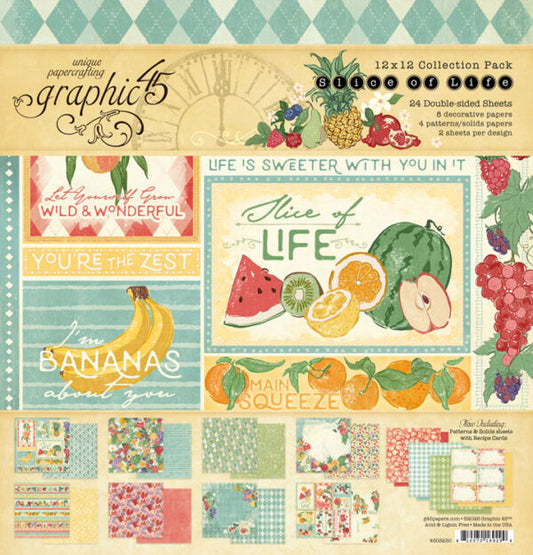 paper collection pack with fruit-themed designs and text, featuring the brand 'Graphic 45'.