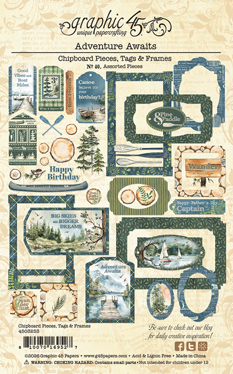 graphic 45 lake vibe chipboard assortment back of package
