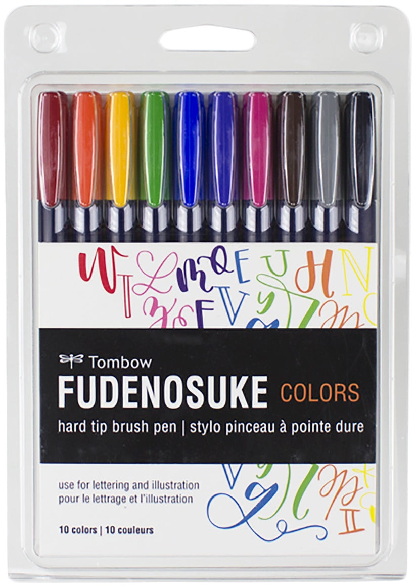 Fudenosuke Colors Hard Tip Brush Pens 10/Pkg
