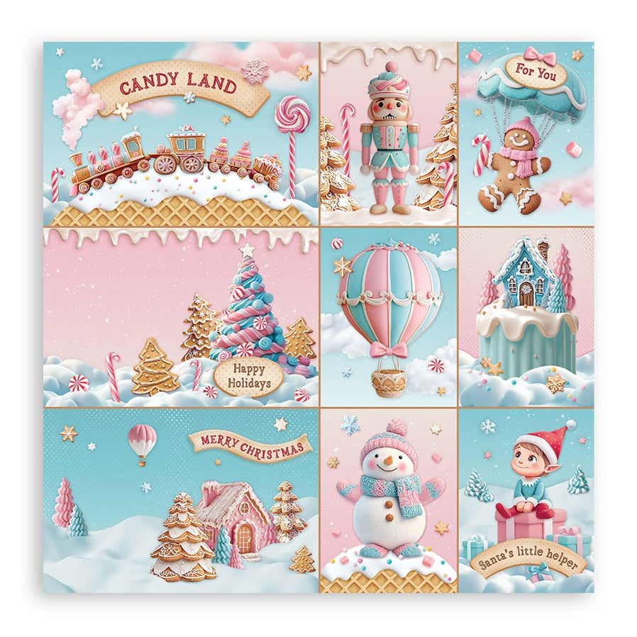 Stamperia Candy Christmas Single-Sided Paper Pad 8"X8"