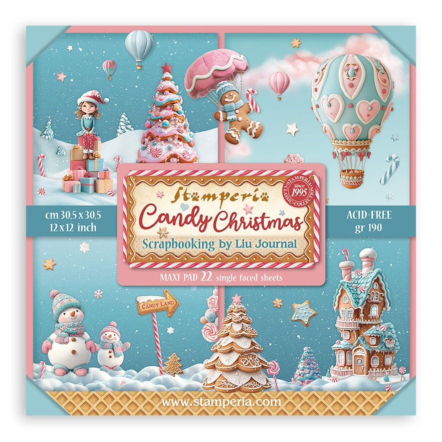 Stamperia Candy Christmas Single-Sided Paper Pad 12"x12"