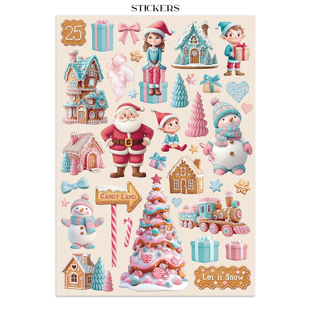Stamperia Candy Christmas Junk Journal Stickers, Cut-outs & Backgrounds