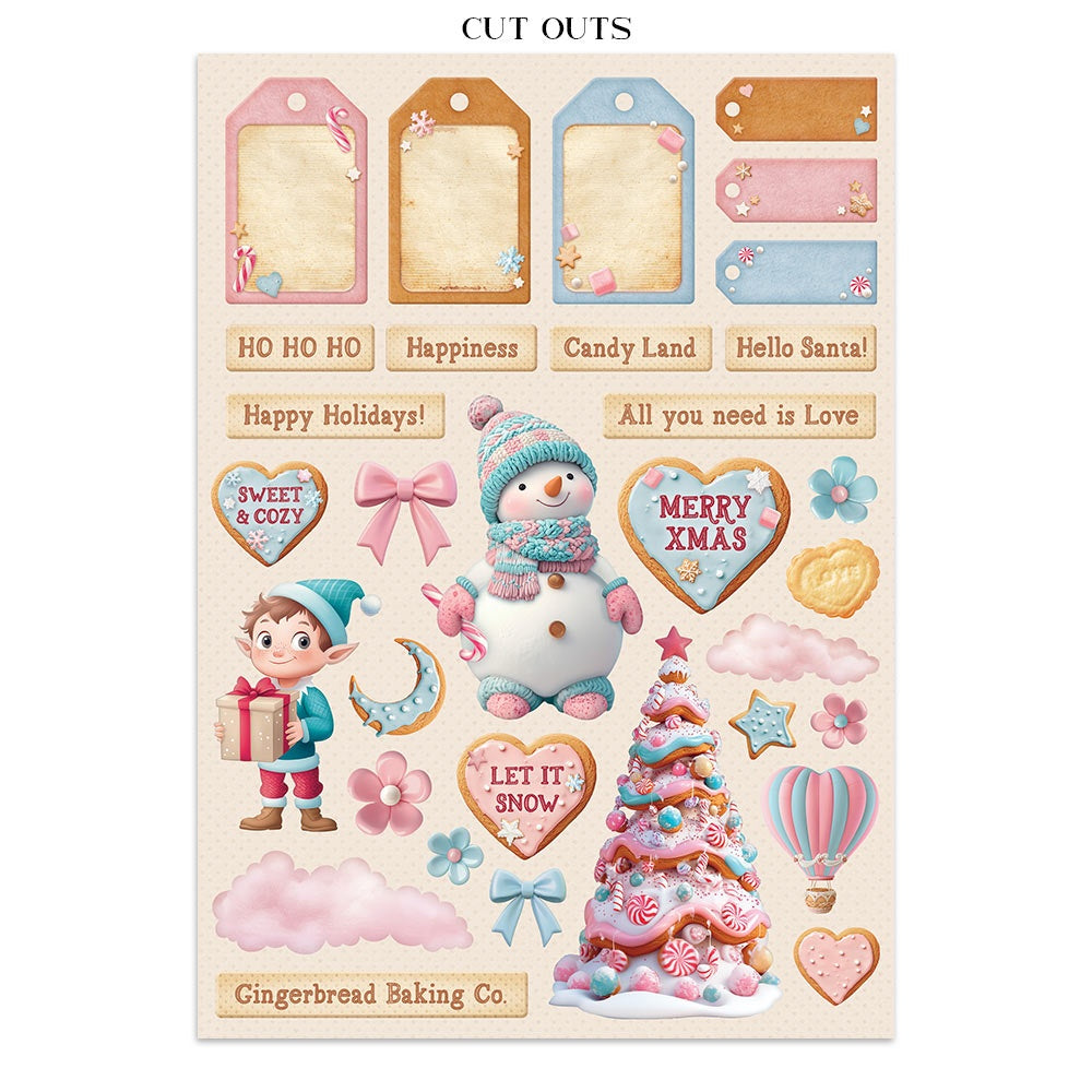 Stamperia Candy Christmas Junk Journal Stickers, Cut-outs & Backgrounds