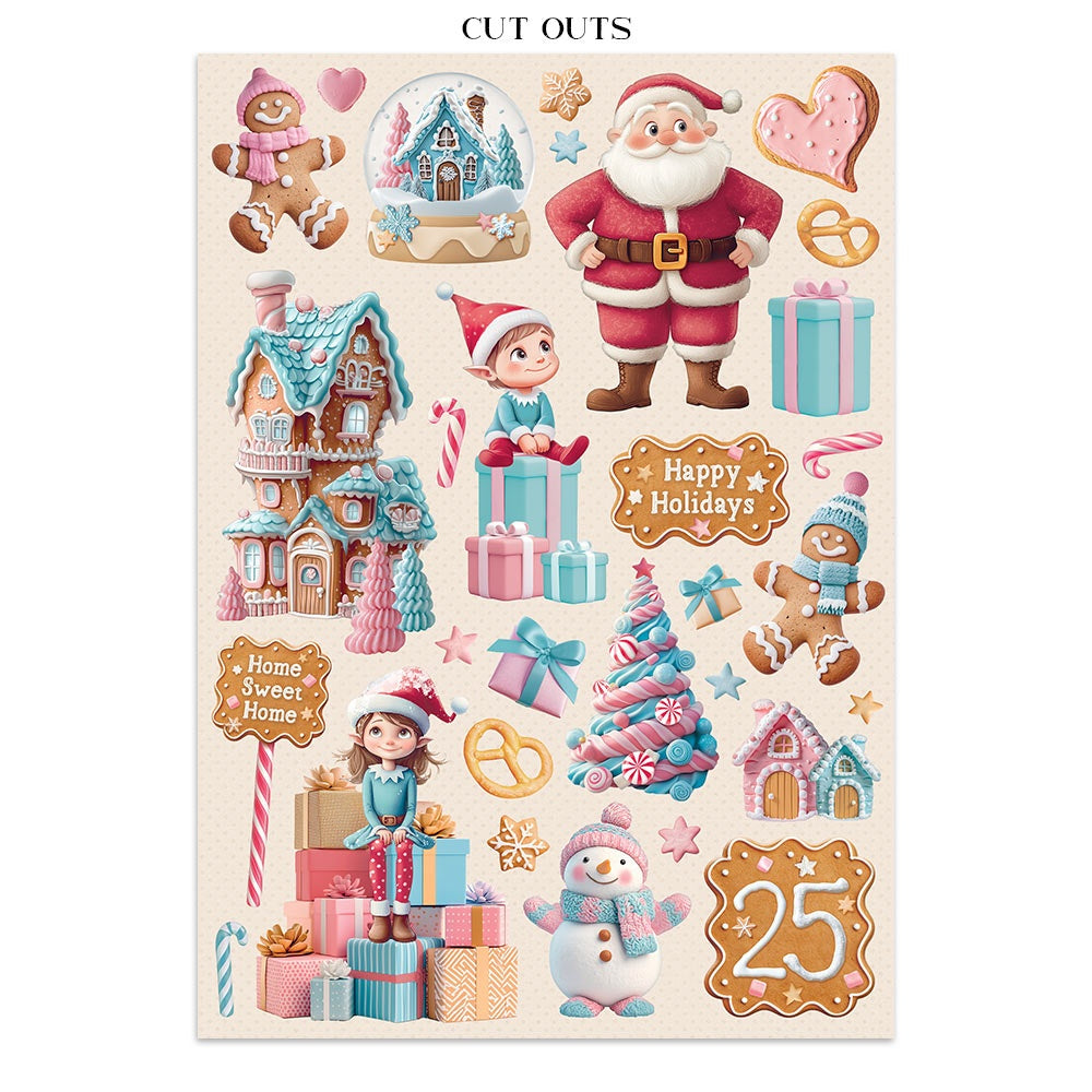 Stamperia Candy Christmas Junk Journal Stickers, Cut-outs & Backgrounds