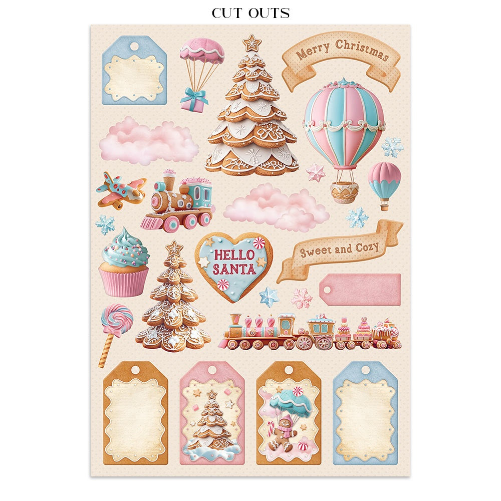 Stamperia Candy Christmas Junk Journal Stickers, Cut-outs & Backgrounds