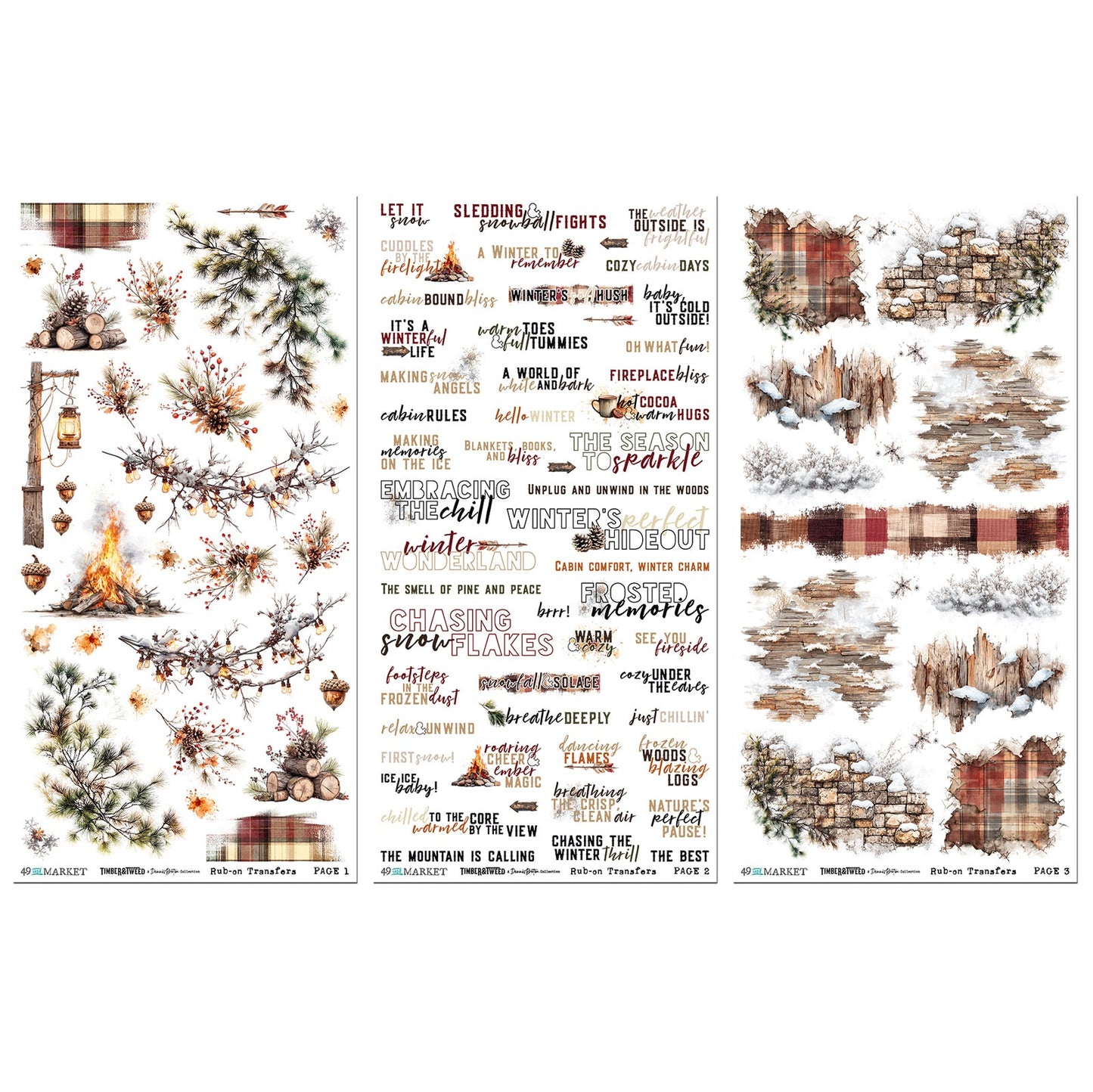 49 And Market Essential Rub-On Transfer Set - Timber and Tweed