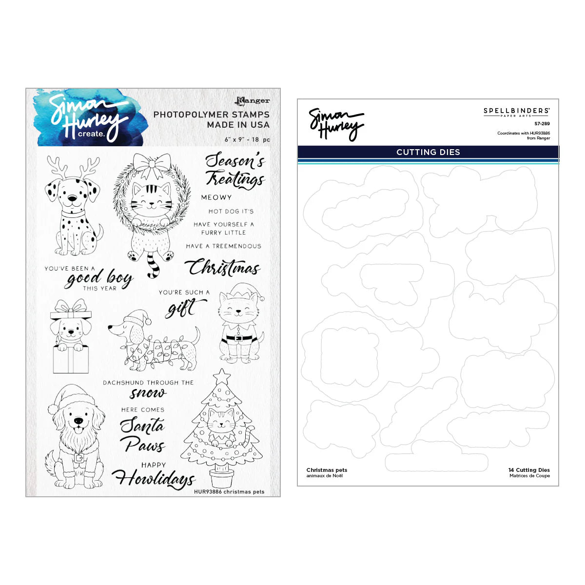 Spellbinders Christmas Pets Stamp & Die Bundle by Simon Hurley