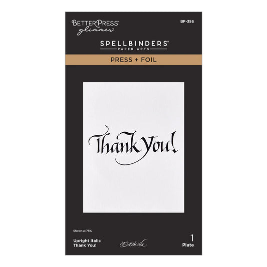 Spellbinders betterpress and foil sentiment for cards