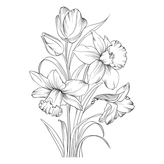 Spellbinders Tulips and Daffodils Press + Foil Plate and Stencil Bundle