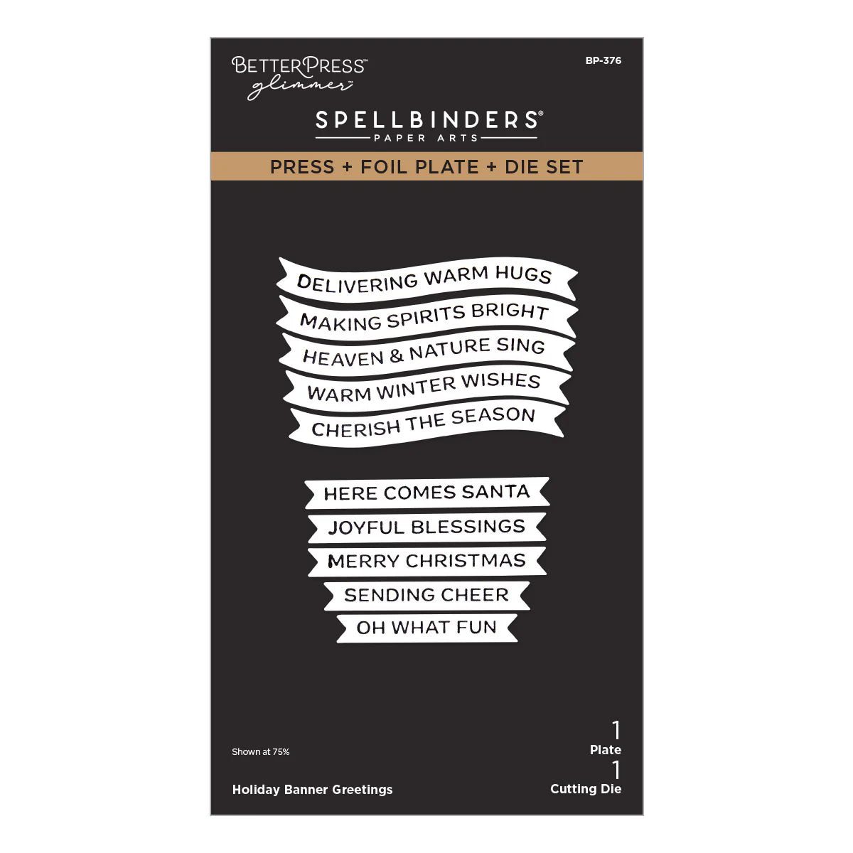 Spellbinders Holiday Banner Greetings Press + Foil Plate & Die Set