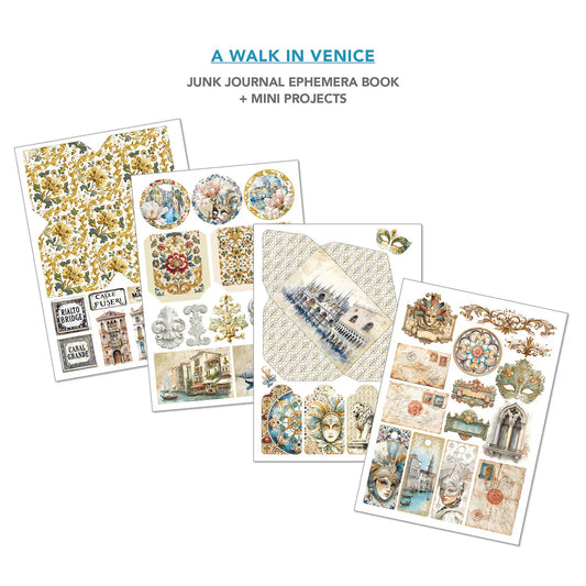 Venice travel paper for collage, card making, and mini project