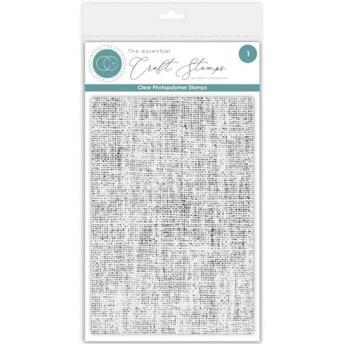Clear photopolymer stamps with text linen pattern on a white background