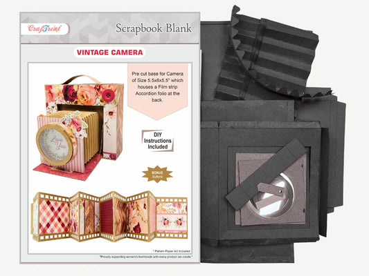 CrafTreat Scrapbook Blank Precut Album Base - Vintage Camera