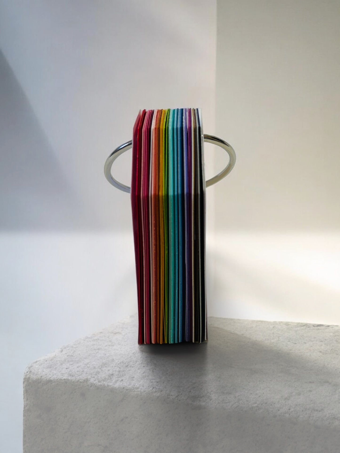 Cardstock color swatch tag book on a metal ring from Crafts on the Move