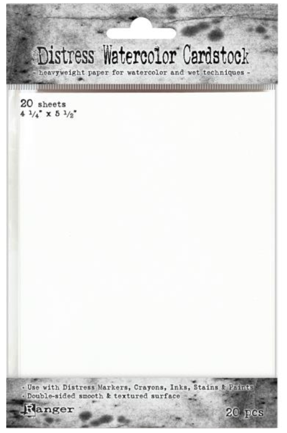 Package of Distress Watercolor Cardstock with text and branding.