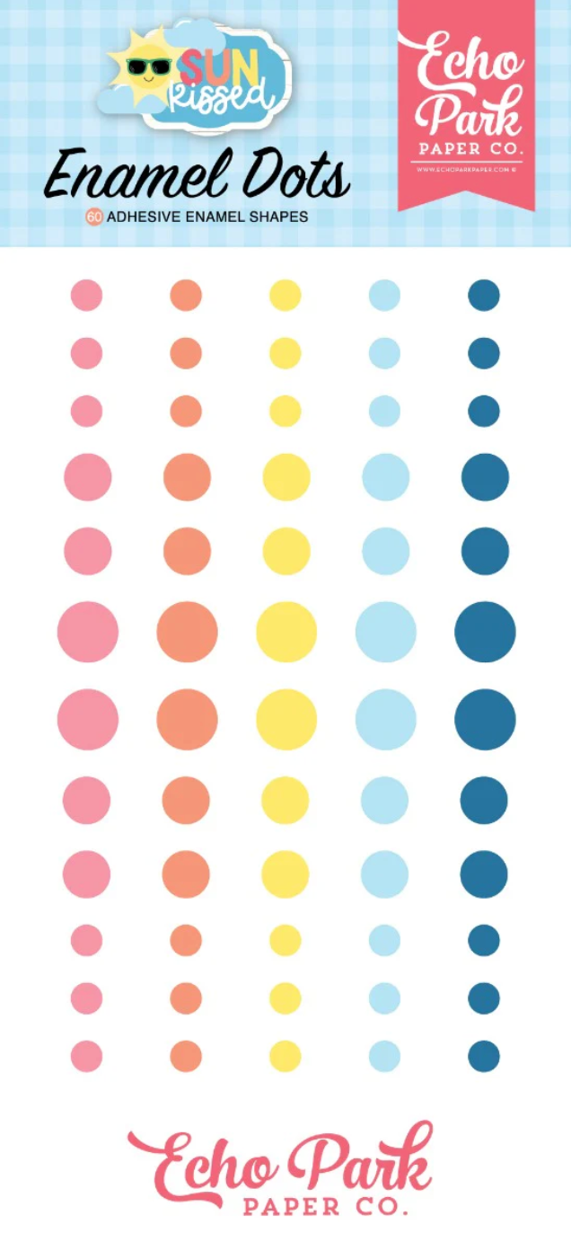 colored enamel dots pink, orange, yellow, blues