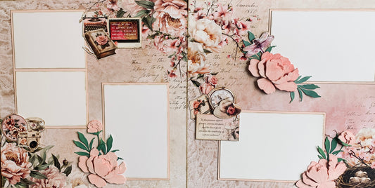 3 Quarter Designs Blossoming Peonies Scrapbook Layout Kit