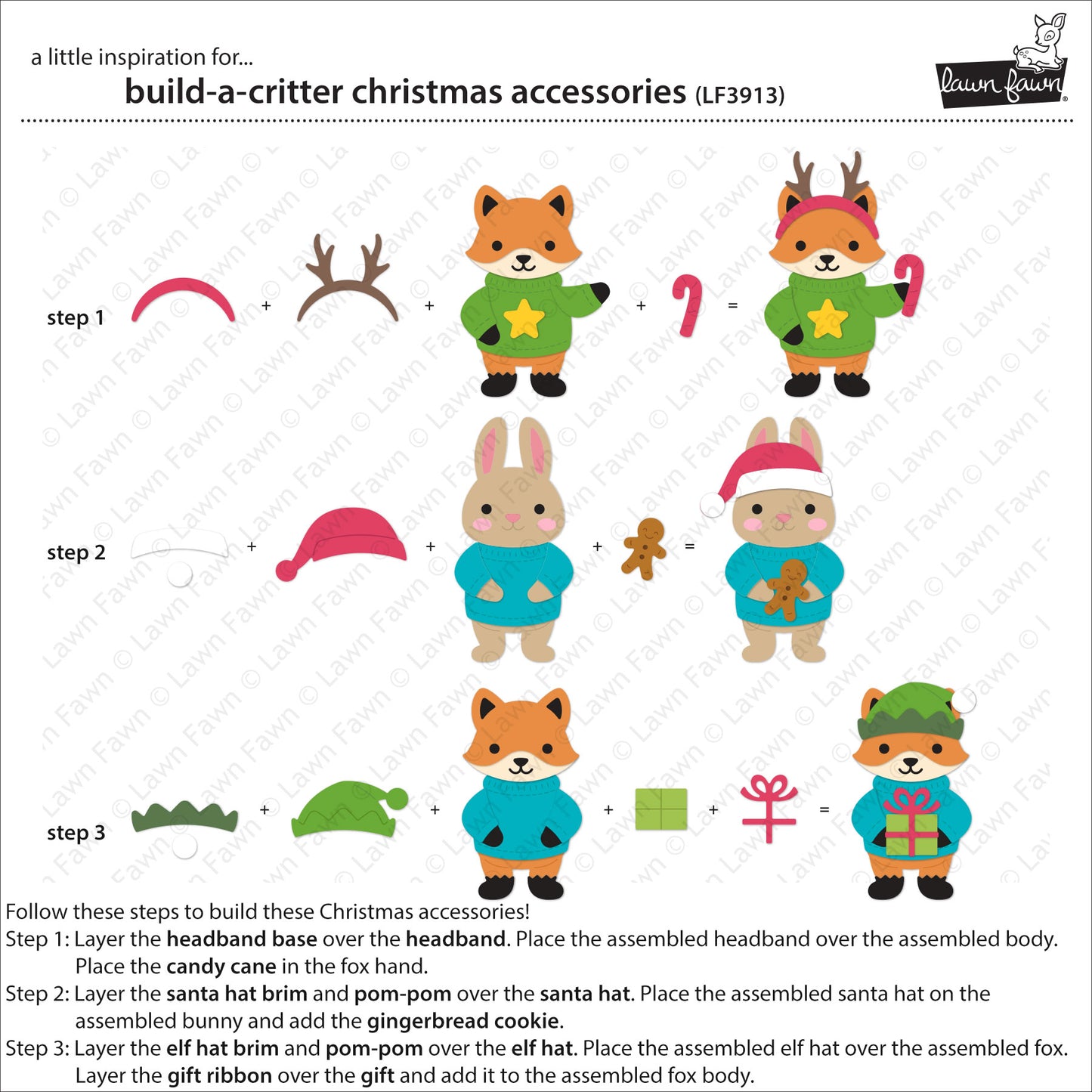 Lawn Fawn Build-A-Critter Christmas Accessories Dies
