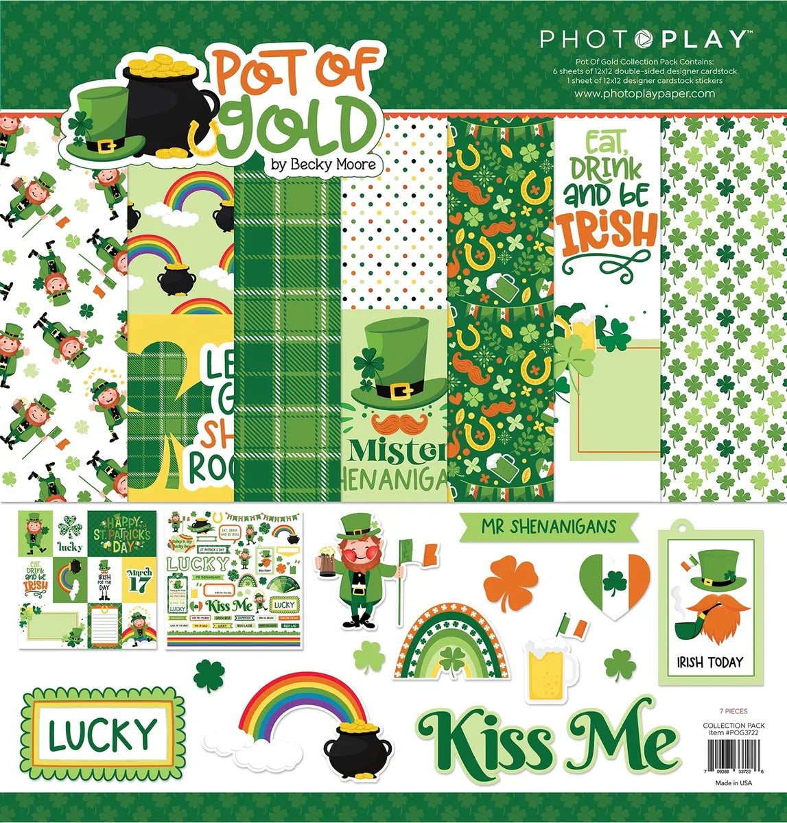 St. Patrick's Day themed scrapbooking paper pack from PhotoPlay Paper - Pot of Gold