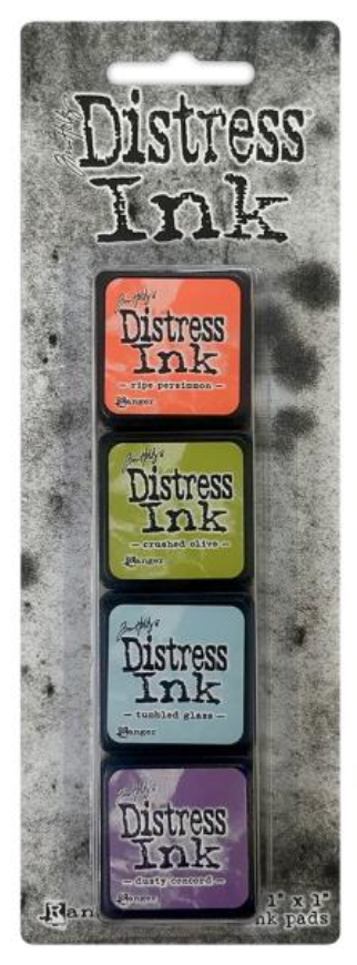 Set of Distress Ink pads on a gray packaging background
