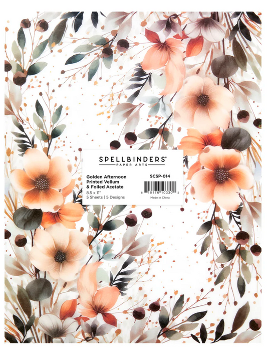 Floral design paper pack by Spellbinders with a visible brand label.