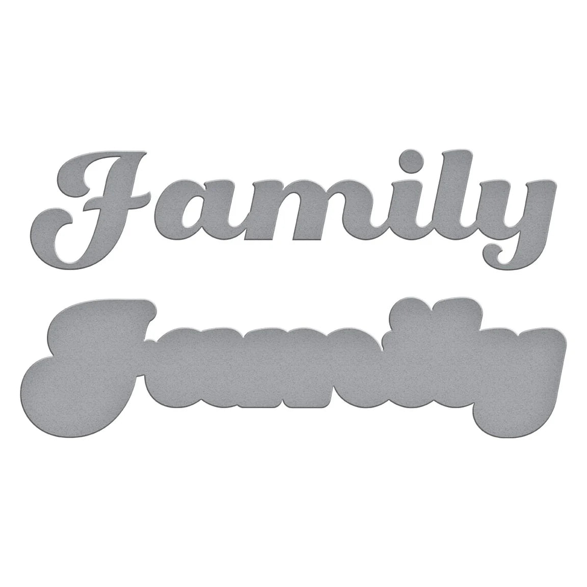 Family sentiment and shadow metal die for scrapbooks and cards