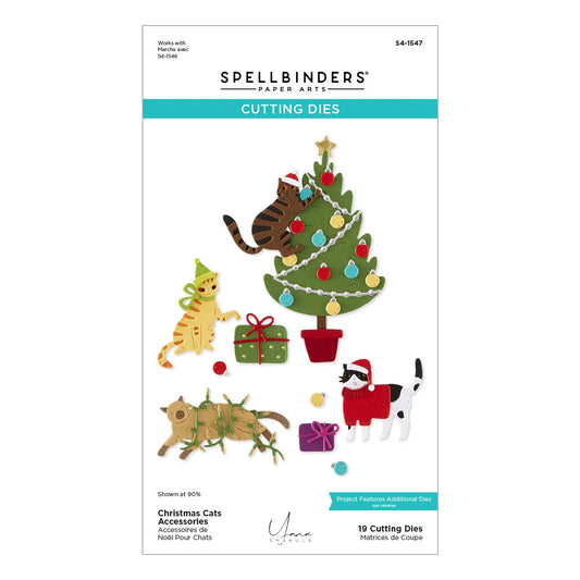 Spellbinders cutting dies packaging with Christmas-themed designs on a white background