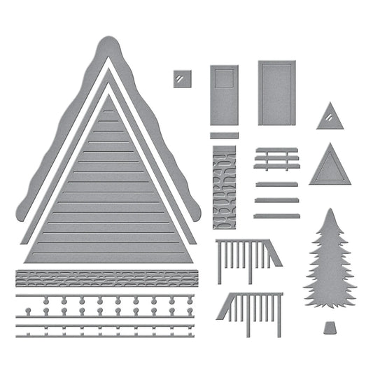 Spellbinders ski lodge die set individual pieces to lodge