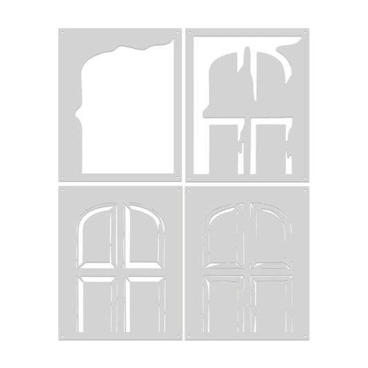 Hero Arts Front Door layering stencil set, four-panel arched door design