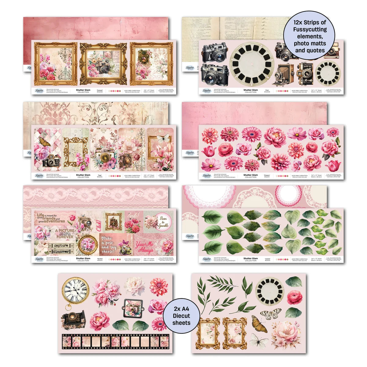 3Quarter Designs Shutter Glam 12x12 Designer Paper & Diecuts Set