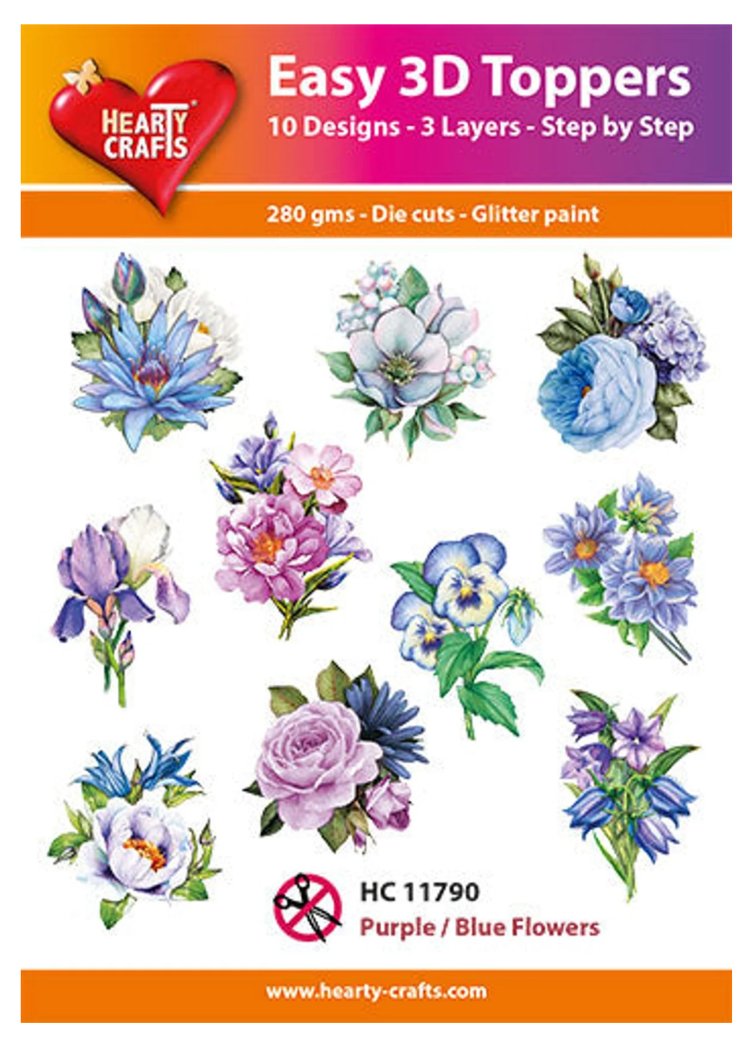 Easy 3D Toppers - Purple and Blue Flowers