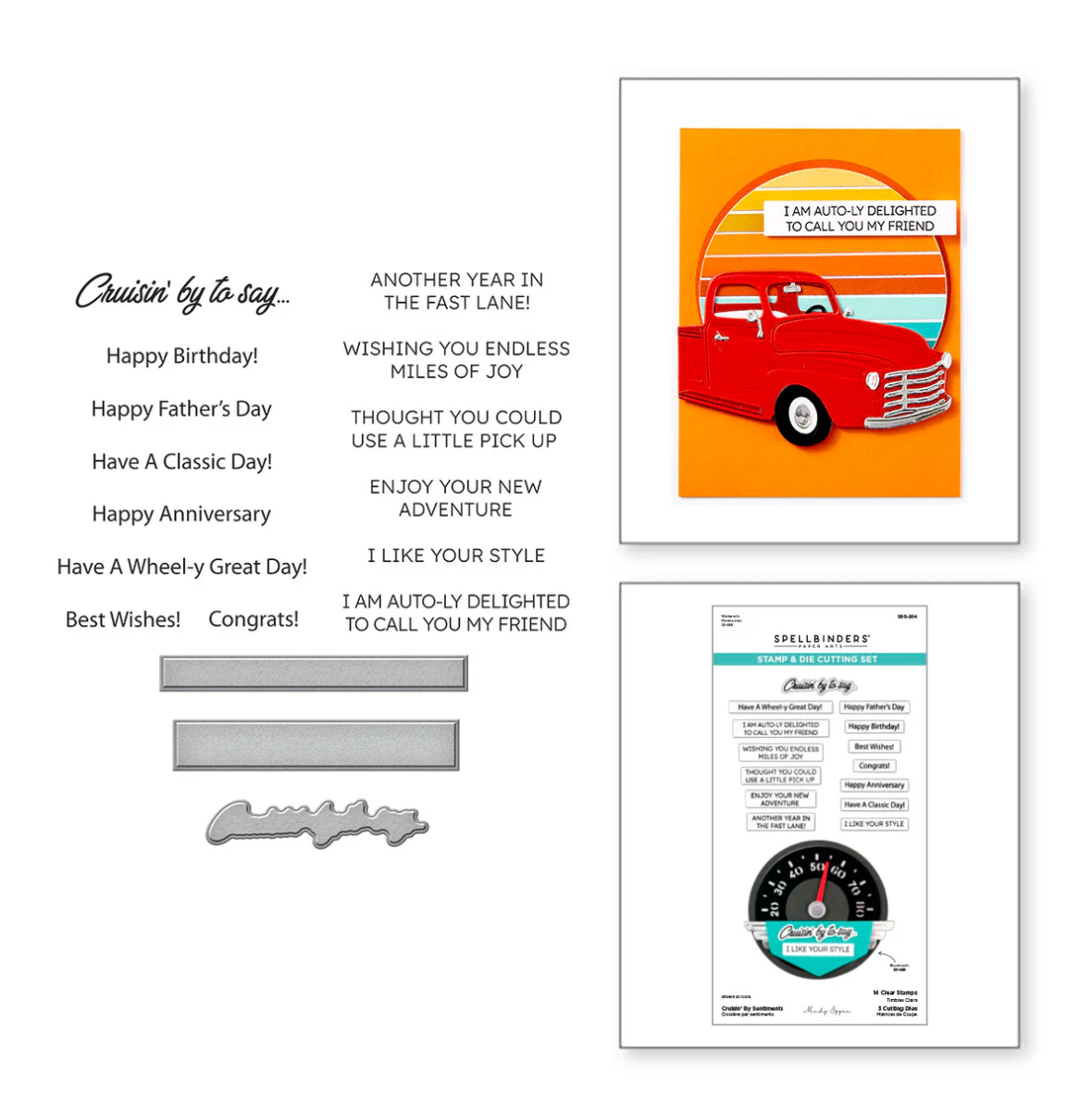 Cruisin' By Sentiments Stamp & Die Sets