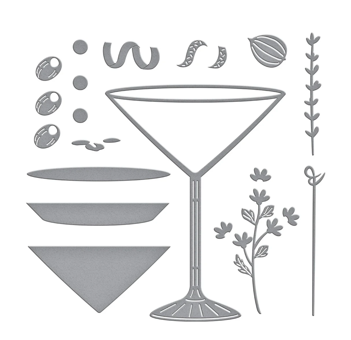 Olive Martinis Etched Dies