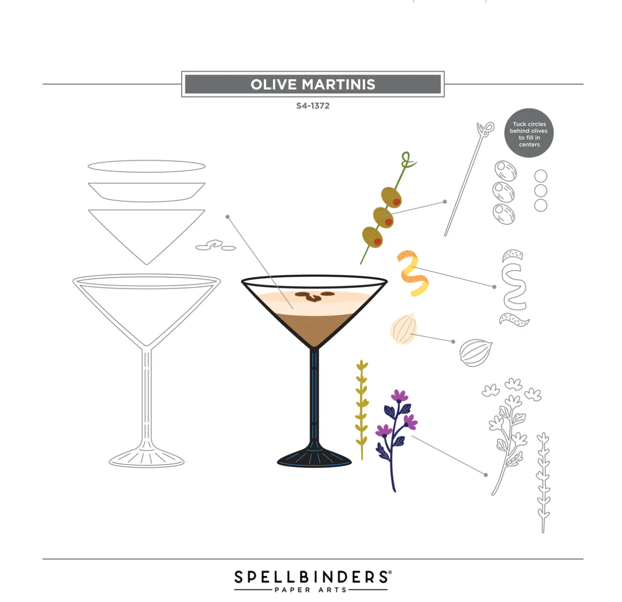 Olive Martinis Etched Dies