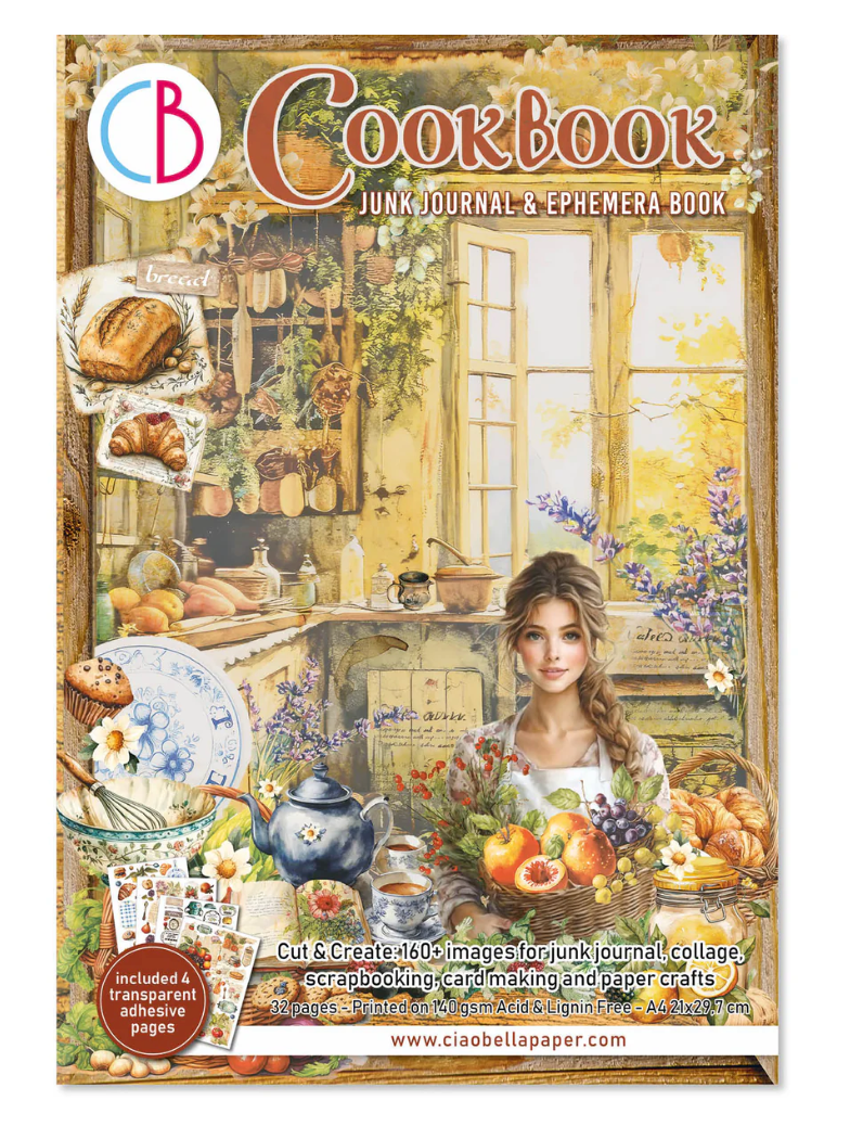 Cookbook Junk Journal & Ephemera Book A4 32/Pkg