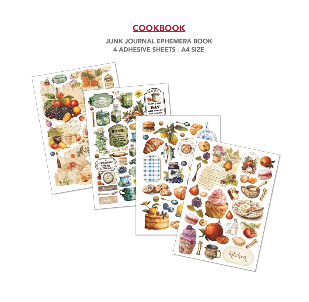 Cookbook Junk Journal & Ephemera Book A4 32/Pkg