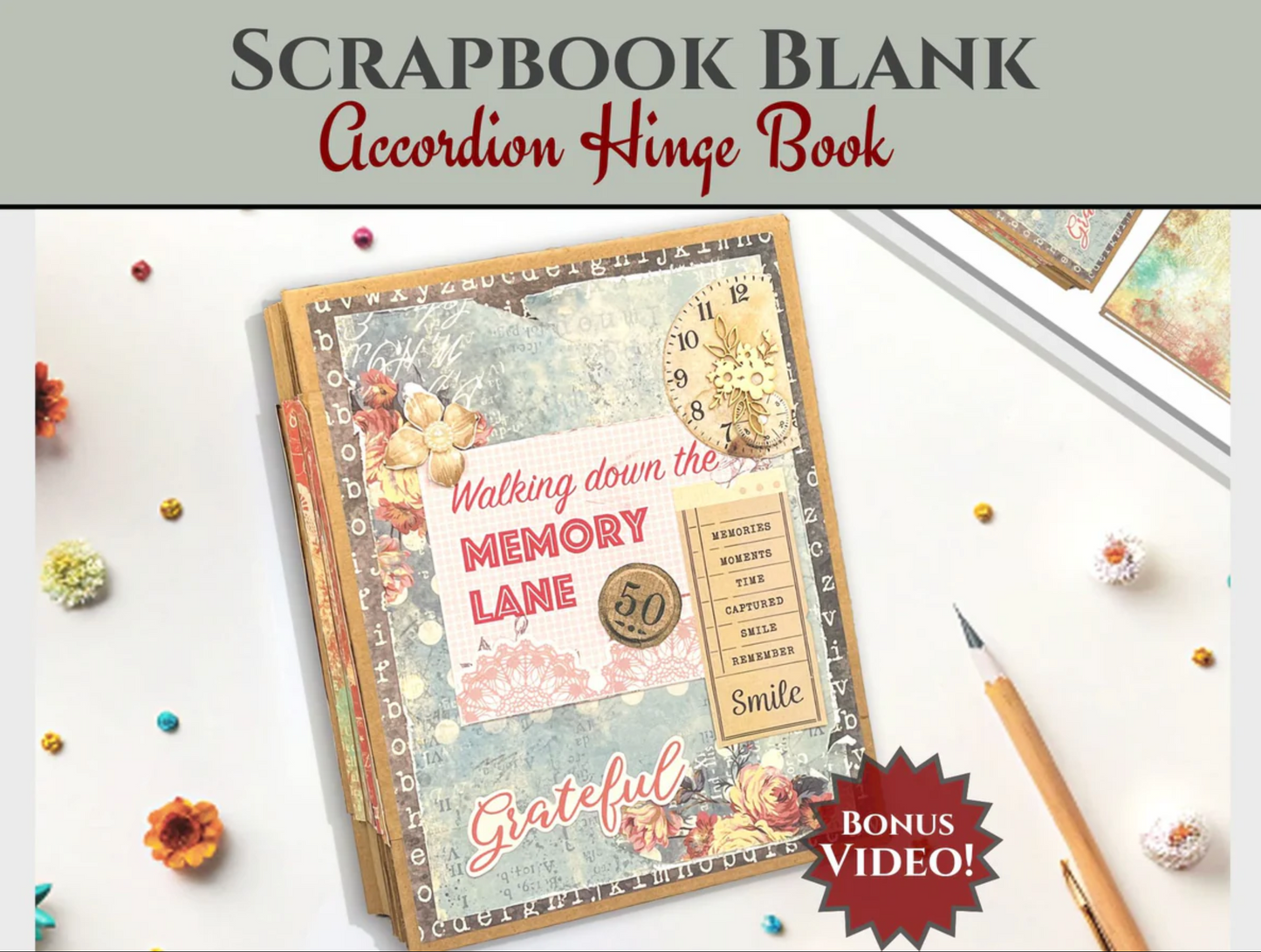 CrafTreat Scrapbook Blanks - Accordion Hinge Book DIY - Kraft