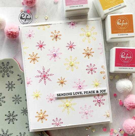 Pink Fresh Studio Snowflakes Background Cling Rubber Background Bundle