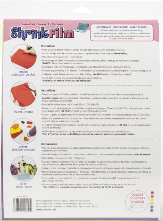 Colored Grafix Shrink Film 8.5"X11" 6/Pkg