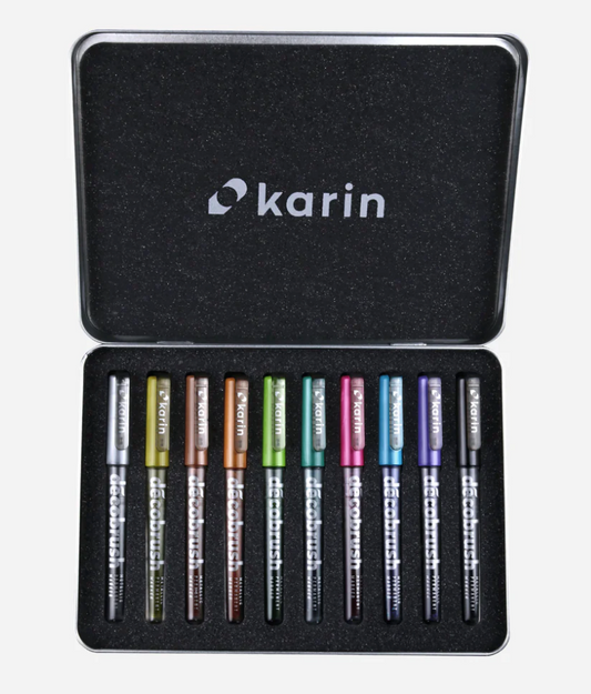 Karin DécoBrush Metallic 10pc and metal-box Set