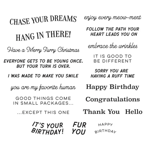 Cats and Pugs Sentiments Clear Stamp Set