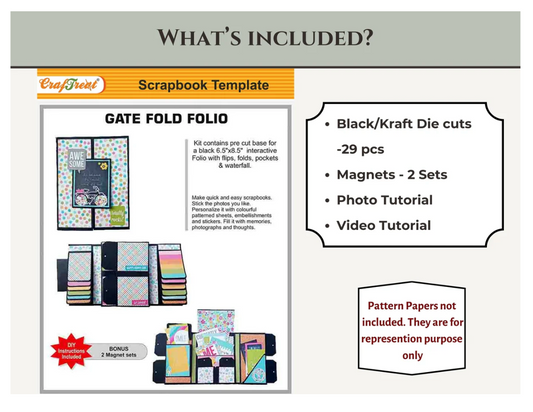 CrafTreat Scrapbook Blanks - Gate Fold Folio - Black Color