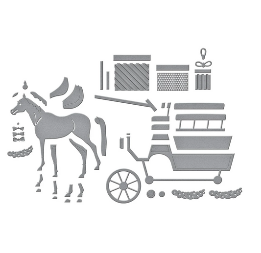 Christmas Horse-Drawn Wagon Etched Dies