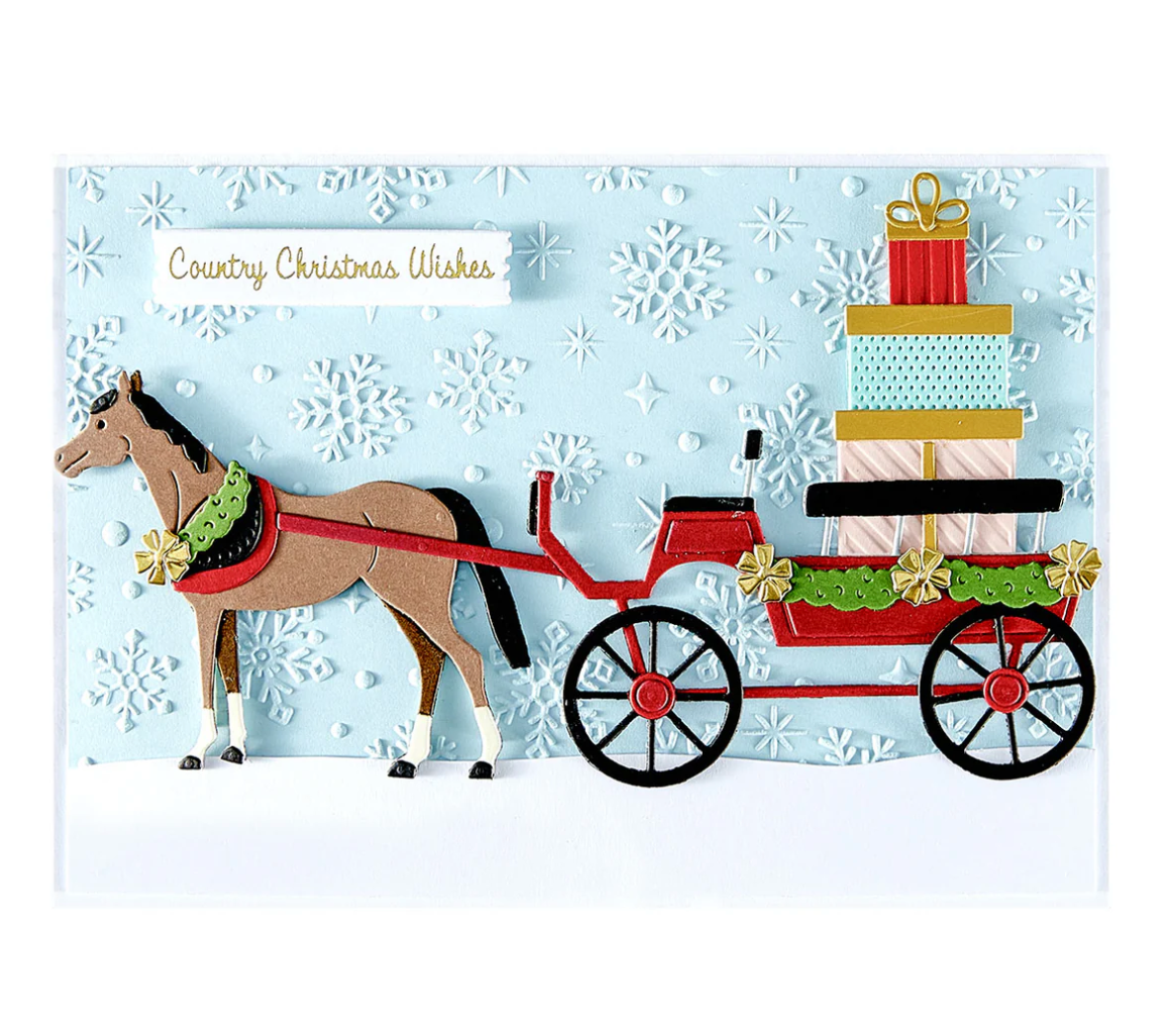 Christmas Horse-Drawn Wagon Etched Dies