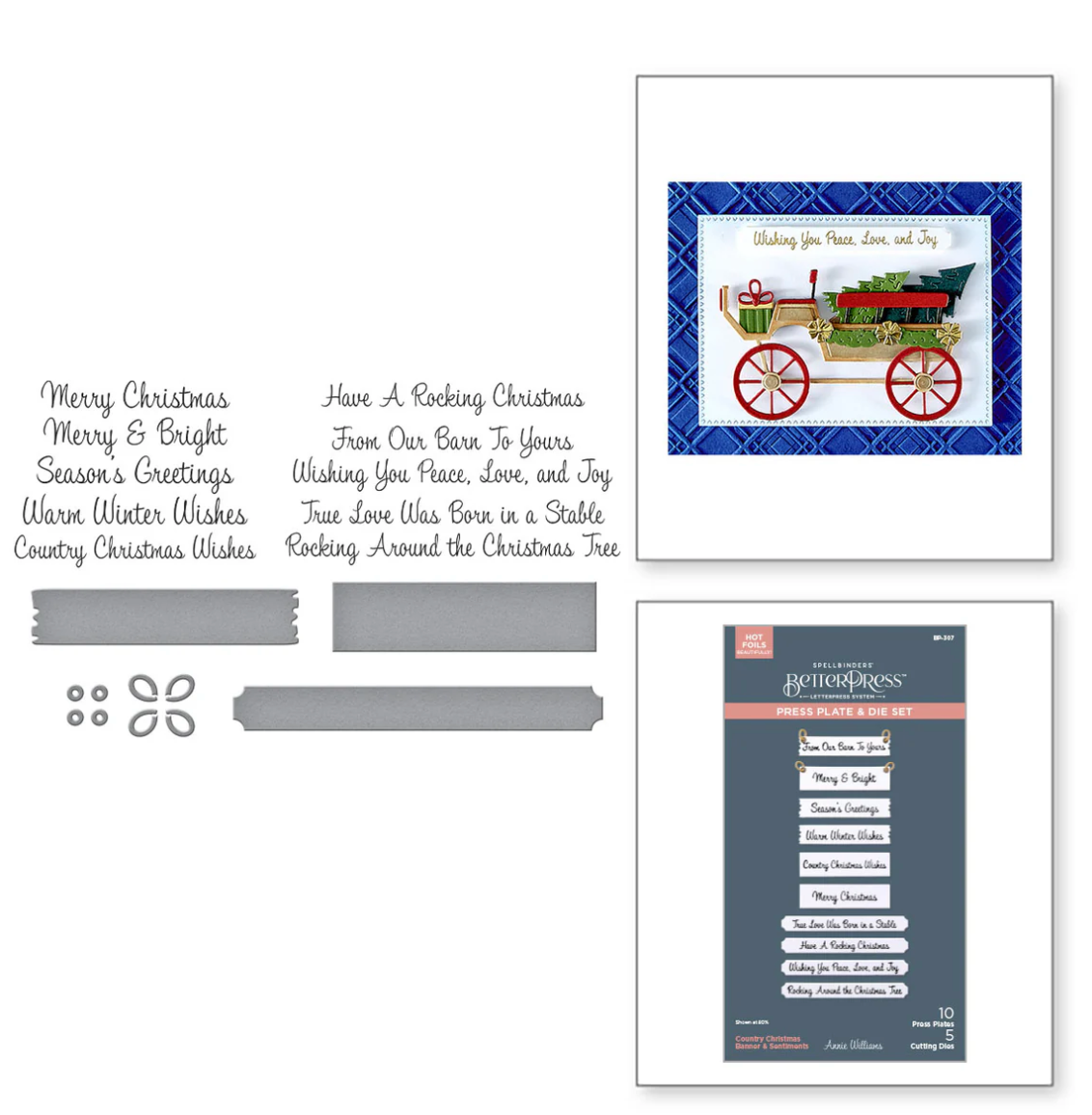 Country Christmas Banner & Sentiments Press Plate & Die Set