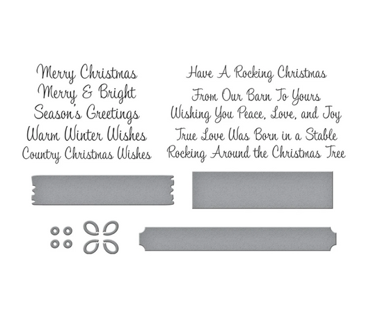Country Christmas Banner & Sentiments Press Plate & Die Set