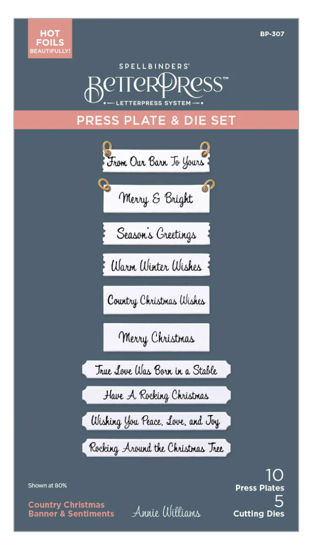 Country Christmas Banner & Sentiments Press Plate & Die Set