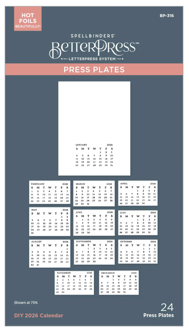 DIY 2026 Calendar BetterPress Plate