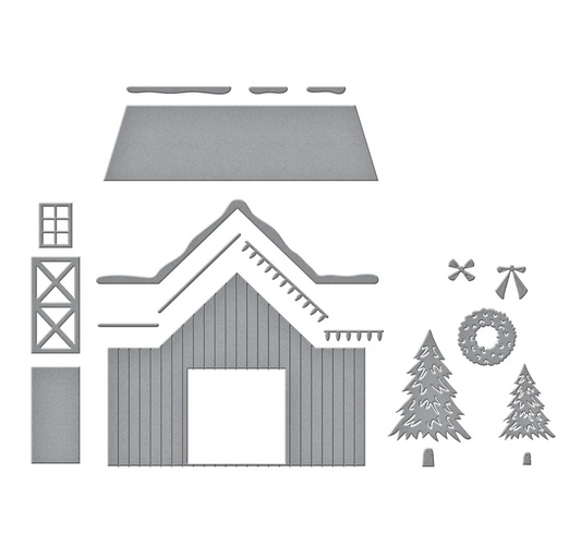 Country Christmas Barn Etched Dies