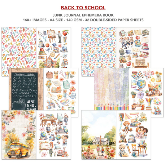 Back To School Junk Journal & Ephemera Book A4 32/Pkg